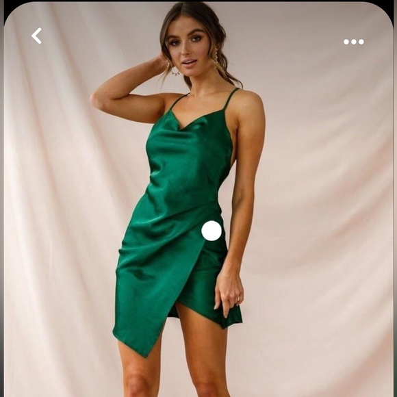 Holiday Dress! Hey Girl Cowl Neck Wrap Front Dress (Forest Green) Selfie Leslie - Picture 3 of 3